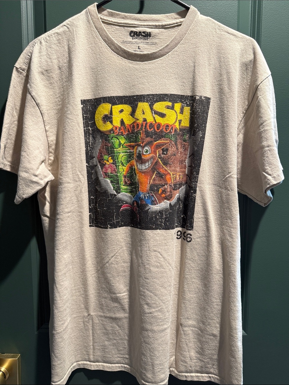 Crash Bandicoot Graphic Tee - Beige Crewneck Shirt